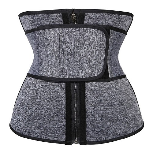 Front Zip Up And Paste Sticker Sweat Waist Trainer Sport Workout Girdle Comfortable Women Body Shaper For Postpartumn