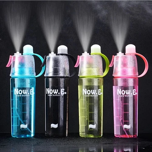 New Creative Spray Water Bottle Portable Atomizing Bottles Outdoor Sports Gym Drinking Drinkware Bottles Shaker 400ML 600ML
