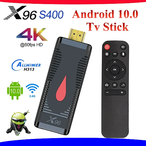 Smart fire TV Stick X96 S400 Android 10 TV Box Allwinner H313 2G 16GB 4K 60fps 2.4G Wifi Google Media Player TV Dongle Receiver
