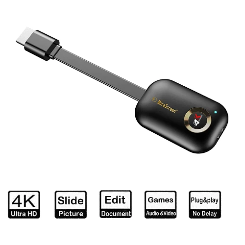 Mirascreen G9 Plus 2.4G/5G 4K Wireless HDMI-compatible H.265 Wifi Display Dongle Mirror Airplay DLNA Receiver for Projector HDTV