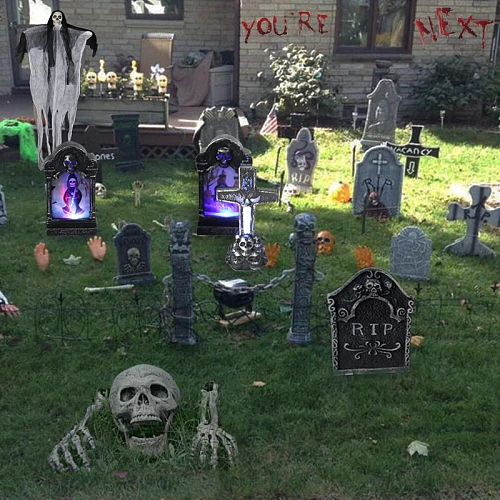 Halloween Decoration Skull Skeleton Tombstone Pumpkin Horror Haunted House Halloween Home Garden Decor Scary Party Supplies