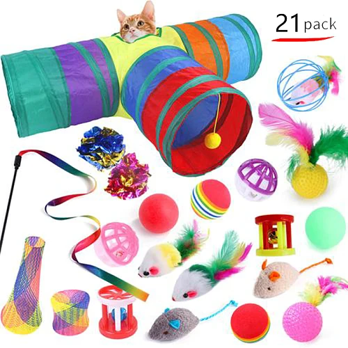 21Pcs Cat Toy Set Pet Toy Supplies Creativity Cat Toys Indoor Interactive Kitten Gift Toys for Cat  Cat Accessories Pet Toys Set