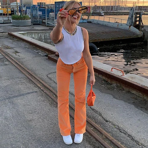 Loose Street Hot Hot Girl Y2K High Waist Pants 2021 European and American New Color Fashion Slim Retro Wide Leg Jeans Women