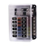 Popsail Blade Fuse Block with Cover - 12&6 circuits with Negative Bus