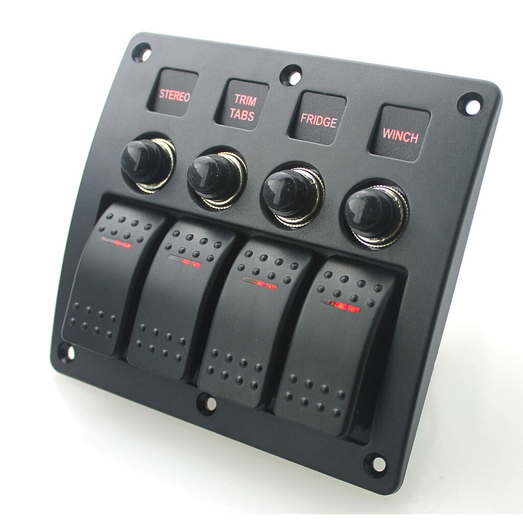 4 gang 12V 24Vrocker switch panel with circuit breaker for motorhome