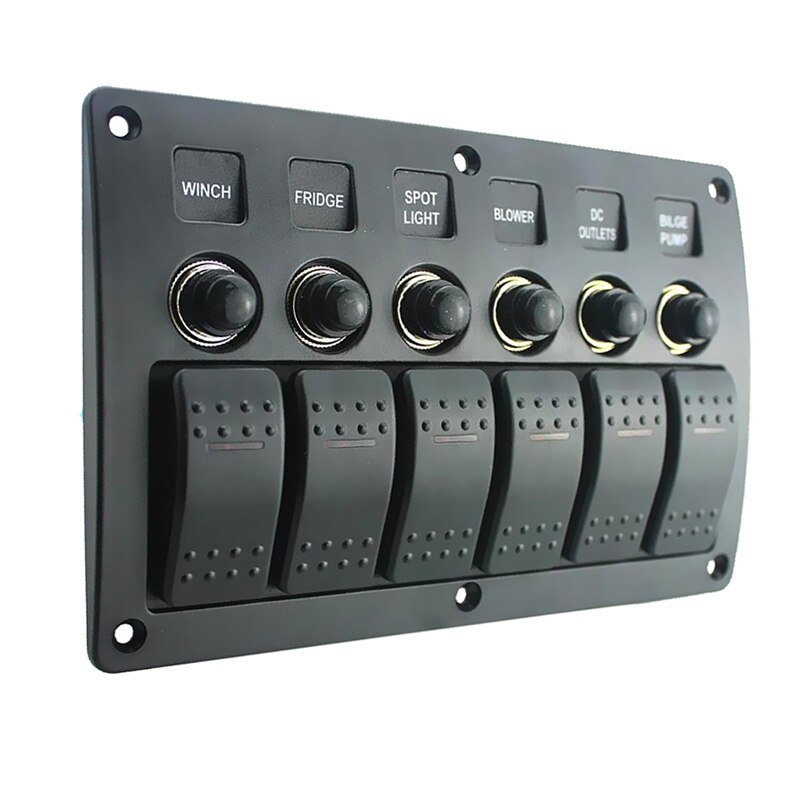 6 gang 12V 24Vrocker switch panel with circuit breaker for motorhome