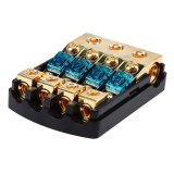 Popsail 60A Car Audio Fuse Holder DC Distribution Block 0/2/4 AWG In 4/6/8 AWG Out For Auto Truck Trailer RV SUV Yacht Boat