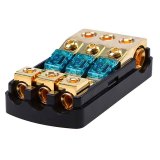 Popsail 60A Car Audio Fuse Holder DC Distribution Block 0/2/4 AWG In 4/6/8 AWG Out For Auto Truck Trailer RV SUV Yacht Boat