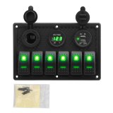 2-Year Warranty Popsail 6 gang camper van switch panel with voltage meter