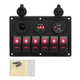 2-Year Warranty Popsail 6 gang camper van switch panel with voltage meter