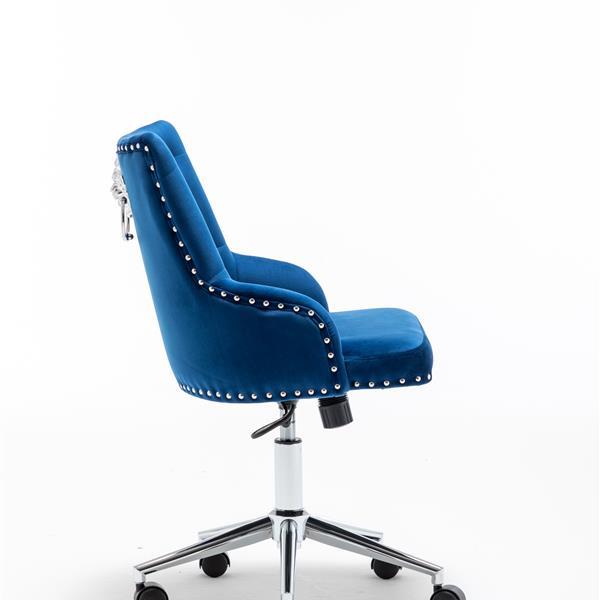 Us 135 00 Furniture Home High Back Office Chair With Pull Ring Modern Design Velvet Desk Task Chair With Arms In Study Bedroom Blue Www Olicllc Com