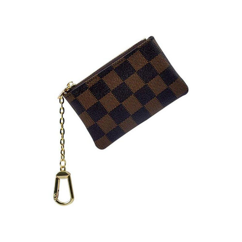Women's Zip Leather Key Ring Mini Coin Case