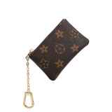 Women's Zip Leather Key Ring Mini Coin Case
