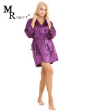 Women's Personalized Customized Satin Kimono Robe for Bride and Bridesmaids with Gold Glitter Back