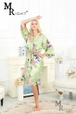 Sexy Deep V-neck Silk Kimono Nightdress Women Satin Bath Robes Sleeping Wear Ladies Silk Pajamas
