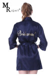 Women's Personalized Customized Satin Kimono Robe for Bride and Bridesmaids with Gold Glitter Back