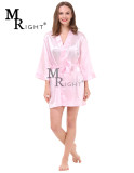Whoseles Solid Color Short dressing gown women bathrobe satin wedding kimono robes nightgowns