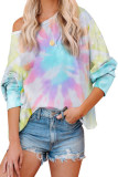 Women Long Sleeve O-Neck Tie dye T Shirt Casual Loose Plus Size Female Top Tee Autumn 2020 Cotton Color Print tshirt Clothes
