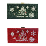 Luxury Merry Christmas Tree Rhinestone Bling Crystal Shoulder Bag Clutch Evening Party Hand Bag Crystal Purse