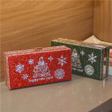 Luxury Merry Christmas Tree Rhinestone Bling Crystal Shoulder Bag Clutch Evening Party Hand Bag Crystal Purse