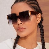 Classic Square Oversized Sunglasses Women Plastic Sunglass Flat Top Clear Lens Vintage Designer Sun Glasses Gradient UV400 MM17