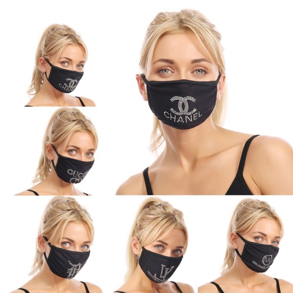 Women Fashion Rhinestones Glitter Face Masks Outdoor Dustproof Mask Unisex Reusable Breathable Ice Cotton Mouth Mask mascarillas