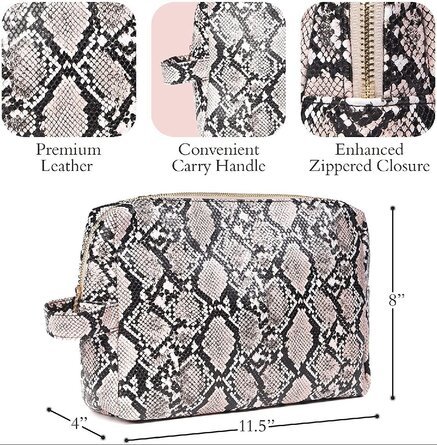 Luxury Snakeskin Makeup Bag Clutch Cosmetic Bags Retro Cosmetic Pouch Toiletry Travel Organizer for Women, Cosmetics, Make Up Tools