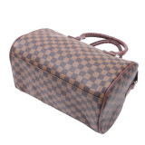Checkered Tote Shoulder Bag PU Vegan Leather Shoulder Handbags Fashion Ladies Purses Satchel Messenger Bags