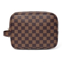 Checkered Cosmetic toiletry bag | PU Vegan Leather Travel bag