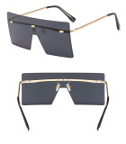 Fashion Big Frame Oversized Flat Top Women Sun glasses Oversized Square Rimless Sunglasses