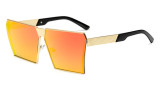 Fashion Trendy Big Oversized Square Gold Metal Frame Men Women Sun Glasses Sunglasses