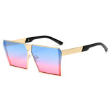 Fashion Trendy Big Oversized Square Gold Metal Frame Men Women Sun Glasses Sunglasses
