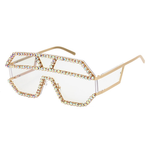 2020 Uv400 Big Frame Square Sun Glasses Luxury Bling Rhinestone Handcrafted Hand Made Handmade Sunglasses