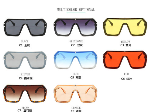 Custom Logo Printed Sunglasses Latest New Style Fashion Trendy One Lens Big Frame Sun Glasses