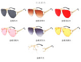 Double Bridge Fashion Color No Frame Women Unisex Frameless Rimless Metal Polygon Sunglasses