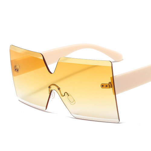 Borderless Rectangle Rimless Frameless Colorful Gradient Lens Sunglasses For Women