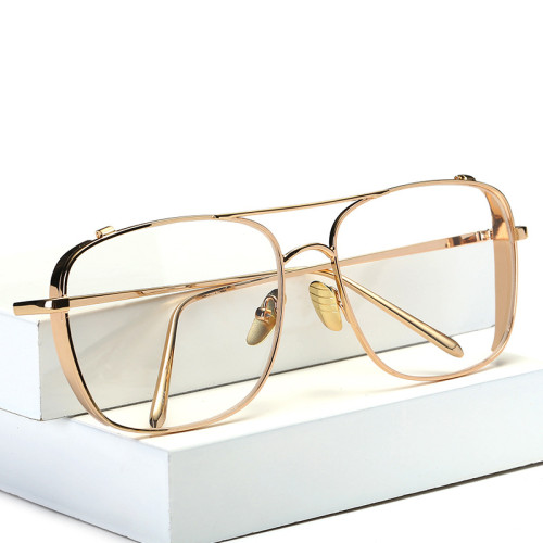 Square Women Gold Frame Clear Lens Sun Glasses Transparent Color Sunglasses