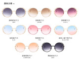 High Quality Gold Pink Metal Women Fashion Luxury Pearl Round Lens Sunglasses Sun Glasses