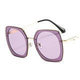 2020 High Quality Blue Lens Gold Metal Frame Trendy Fashion Eyewear Sunglasses