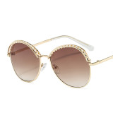 Clear Round Lens Sun Glasses Women Pearl Round Sunglasses