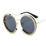 Wholesale Fashion 2020 Bling Diamond Round Rhinestone Shades Sunglasses