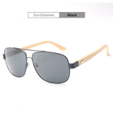 Wholesale Mens Black Polarized Bamboo Leg Temple Eyewear Sunglasses