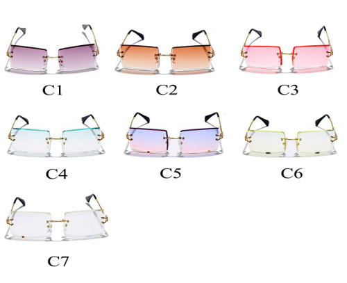 Wholesale 2020 Fashion Pink Sun Glasses Small Frameless Rimless Womens Square Shades Lens Sunglasses