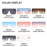 2021 New Custom Fashion Trendy Big Frame Metal Colored Women Shades Squared One Piece Square Sun Glasses Oversized Sunglasses