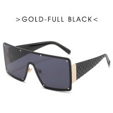 2021 New Custom Fashion Trendy Big Frame Metal Colored Women Shades Squared One Piece Square Sun Glasses Oversized Sunglasses