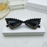 Custom Women Luxury Fashion Pink Triangle Cat Eye Sun Glasses Cateye Rhinestone Sunglasses