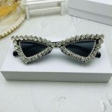 Custom Women Luxury Fashion Pink Triangle Cat Eye Sun Glasses Cateye Rhinestone Sunglasses