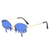 Wholesale 2021 Fashion Eyewear Personalized Rimless Diamond Drip Sunglasses Bulk