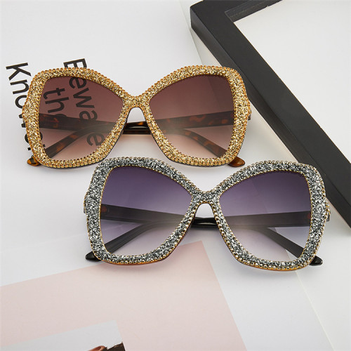 2021 Women Bigframe Big Frame Rhinestone Oversized Shades Sunglasses