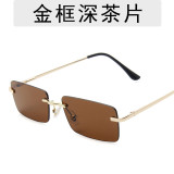 2021 Gafas Sin Marco Small Rimless Sunglasses Rectangle Frameless Sun Glasses